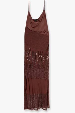Pinko Ibis satin and lace long dress - - gender_Woman