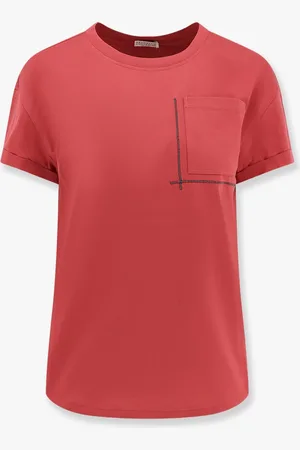 Brunello Cucinelli Cotton t-shirt with monili detail - - gender_Woman