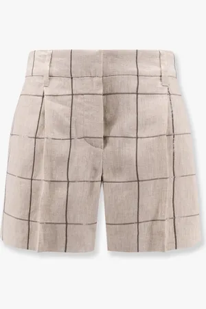 Brunello Cucinelli Linen shorts with sequins embroidery - - gender_Woman