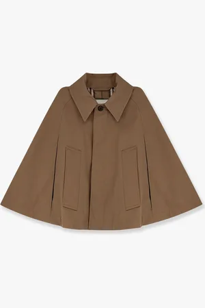 Burberry Cotton blend water-repellent twill cape with check lining - - gender_Woman