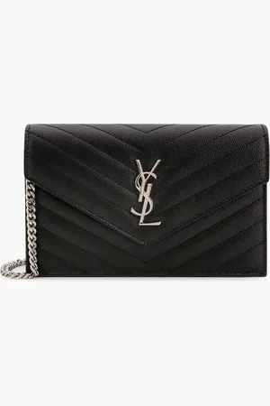 Saint Laurent Matelassé leather shoulder bag with metal monogram - - gender_Woman