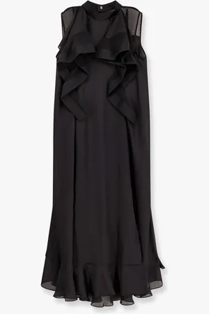 SACAI Long dress with voile inserts and ruffles - - gender_Woman