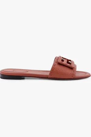 Fendi Baguette leather slides - - gender_Woman