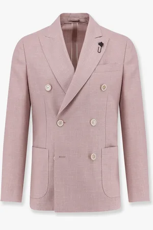 LARDINI Roma double-breasted blazer with removable iconic brooch - - gender_Man