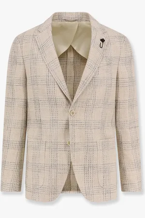 LARDINI Silk blend blazer with iconic brooch - - gender_Man