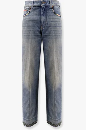 VALENTINO Jeans with floral print fabric border detail - - gender_Woman