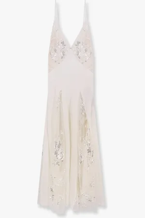 Elisabetta Franchi Red carpet dress in silk georgette fabric and embroidered lace - - gender_Woman