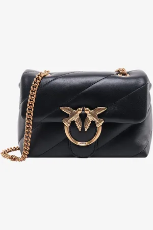 Pinko Matelassé leather shoulder bag with iconic love birds buckle - - gender_Woman