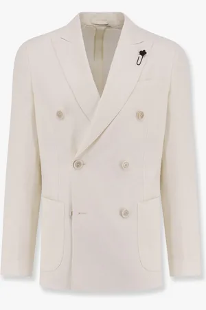 LARDINI Roma double-breasted blazer with removable iconic brooch - - gender_Man