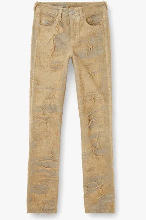Diesel D-jiann denim trouser with double jacquard fabric distressed effect - - gender_Woman