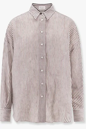 Brunello Cucinelli Striped linen and silk shirt - - gender_Woman