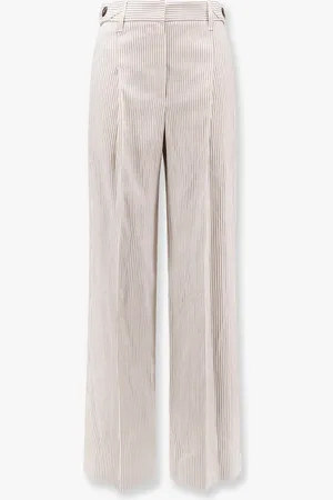 Brunello Cucinelli Striped linen and cotton trousers - - gender_Woman