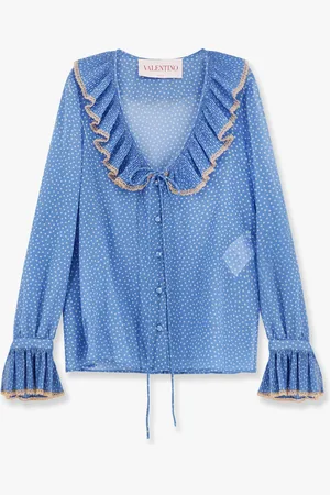 VALENTINO Polka-dots silk shirt with lace profile - - gender_Woman