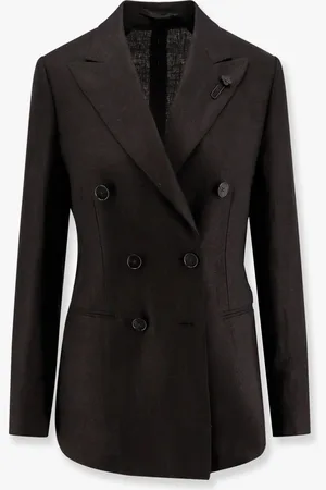 LARDINI Adamsf linen blazer with iconic brooch - - gender_Woman