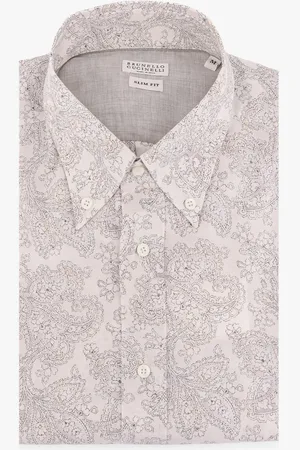 Brunello Cucinelli Cotton slim fit shirt with all-over print - - gender_Man