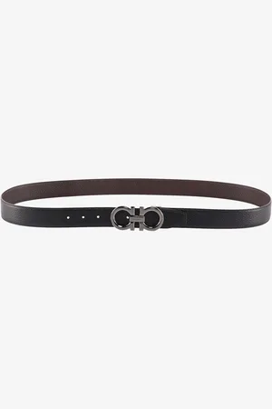 Salvatore Ferragamo Textured leather belt with iconic Gancini buckle - - gender_Man