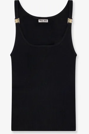 Miu Miu Viscose top with metal logo - - gender_Woman