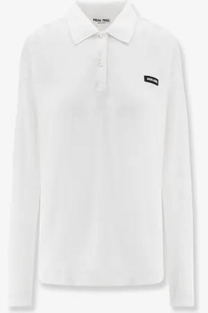 Miu Miu Cotton jersey polo shirt with logo patch - - gender_Woman