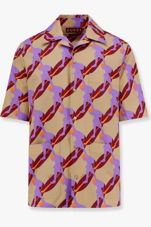 Gucci Bowling cotton popeline shirt with all-over surfer print - - gender_Man