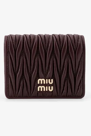 Miu Miu Matelassé leather wallet with metal logo - - gender_Woman