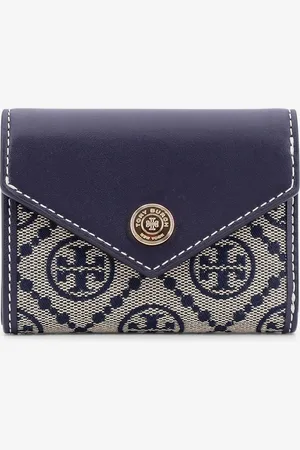 Tory Burch Leather and T monogram fabric wallet - - gender_Woman