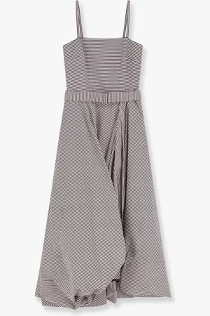 Brunello Cucinelli Striped cotton long dress with wide panel - - gender_Woman