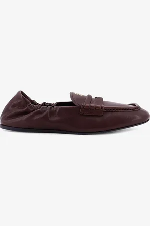 Miu Miu Ruches leather loafers with lettering logo - - gender_Woman