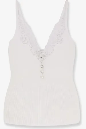 Self-Portrait Viscose top with lace inserts - - gender_Woman