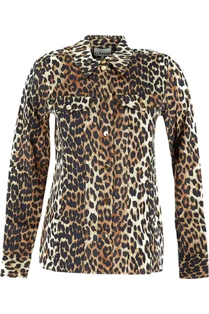 Ganni Printed Ruched Mesh Mini Dress