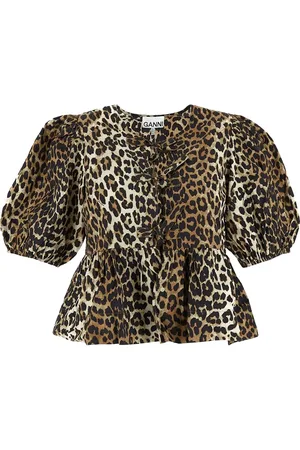 Ganni Leopard-Print Georgette Wrap Dress
