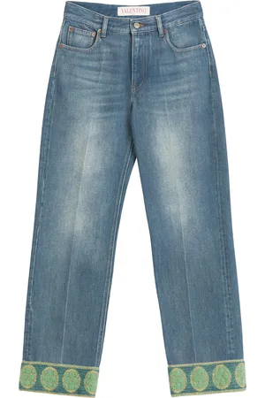 VALENTINO Jacquard-trim jeans
