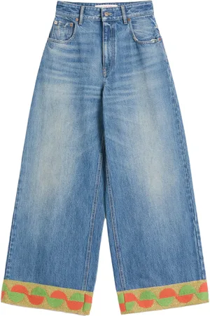 VALENTINO Jacquard-trim jeans