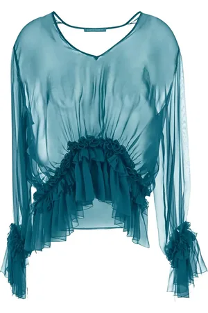 Alberta Ferretti Organic chiffon blouse with small ruffles