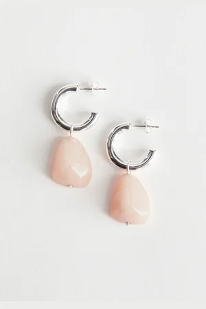 & OTHER STORIES Stone Pendant Open Hoop Earrings