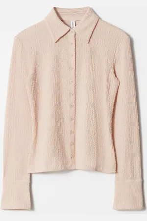 & OTHER STORIES Textured Long-Sleeve Poloshirt