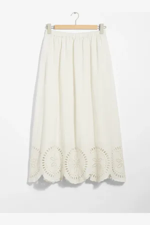 & OTHER STORIES Embroidered Linen Midi Skirt