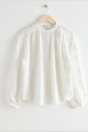 & OTHER STORIES Voluminous Floral-Appliqu?? Blouse