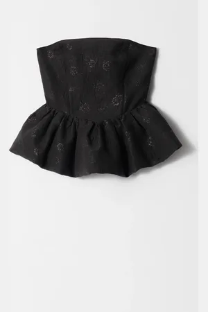 & OTHER STORIES Bandeau Peplum Jacquard Top