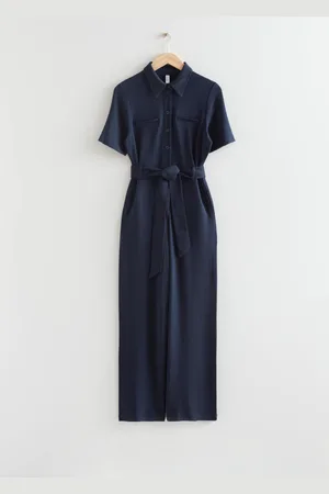 & OTHER STORIES Belted Short-Sleeve Jumpsuit