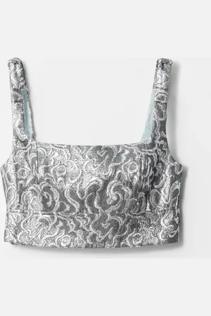 & OTHER STORIES Metallic Jacquard Crop Top