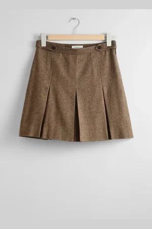 & OTHER STORIES Pleated Herringbone Mini Skirt
