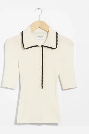 & OTHER STORIES Scalloped Rib-Knit Top