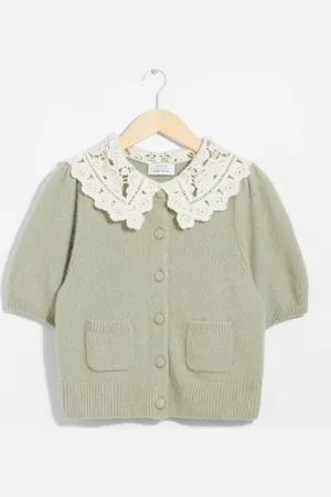 & OTHER STORIES Crochet-Collar Knit Cardigan