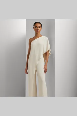 Ralph Lauren Cape Georgette One-Shoulder Jumpsuit