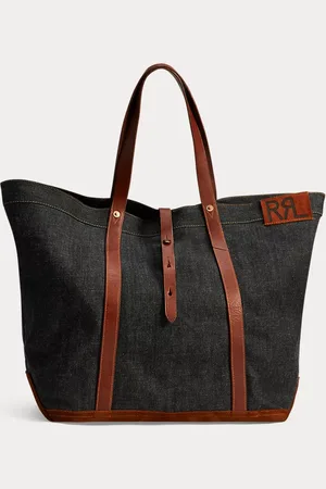 Ralph Lauren Leather-Trim Denim Tote