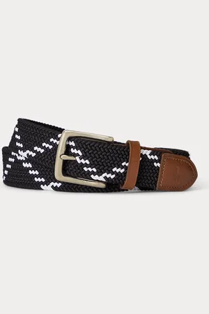 Ralph Lauren Leather-Trim Webbed Belt