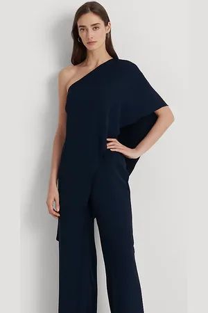 Ralph Lauren Cape Georgette One-Shoulder Jumpsuit