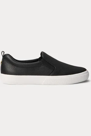 Ralph Lauren Haddley Tumbled Leather Slip-On Trainer