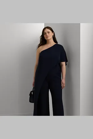 Ralph Lauren Curve - Cape Georgette One-Shoulder Jumpsuit