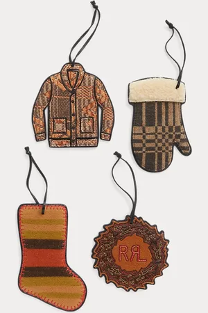 Ralph Lauren Leather & Jacquard Ornament 4-Piece Set